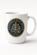 Annapolis Boat Repair nautical badge coffee mug in white