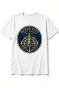 Ocean City Boat Repair nautical graphic t-shirt in white