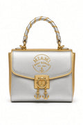 Miami Boat Repair Two-Tone Silver and Gold Top Handle Bag with rope handle and anchor clasp