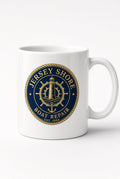 Jersey Shore Boat Repair nautical badge coffee mug in white