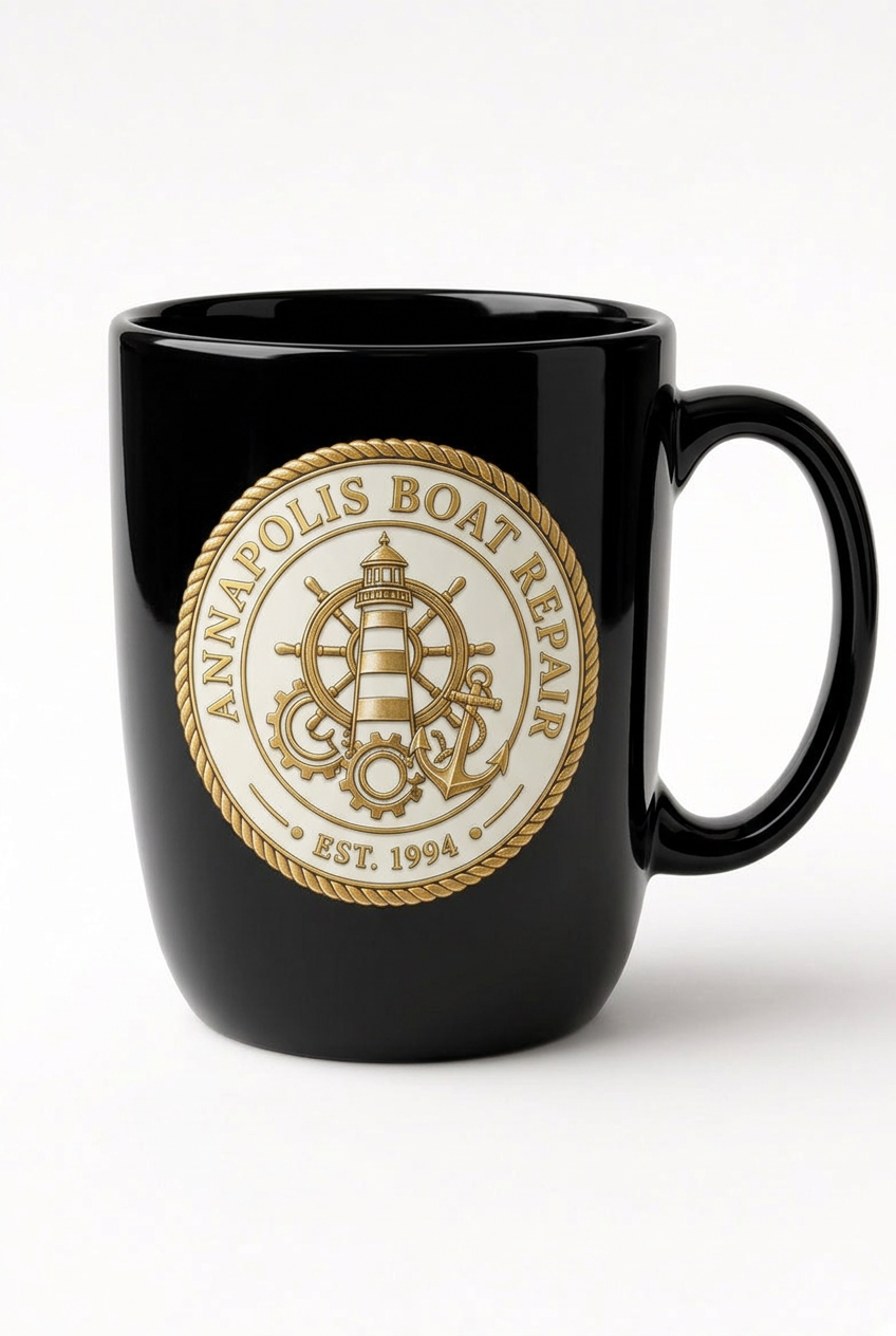 Annapolis Boat Repair Coffee Mug — Black