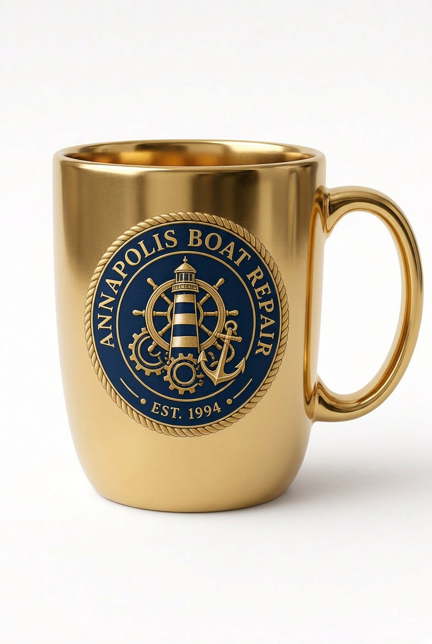 Annapolis Boat Repair Coffee Mug — Gold