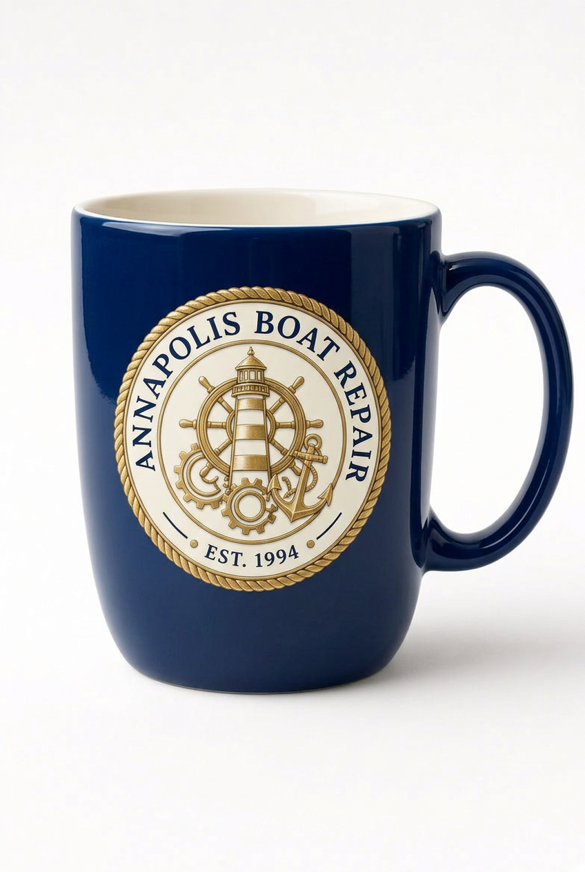 Annapolis Boat Repair Coffee Mug — Navy Blue