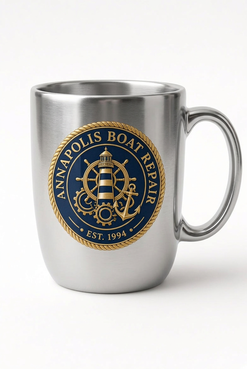Annapolis Boat Repair Coffee Mug — Silver
