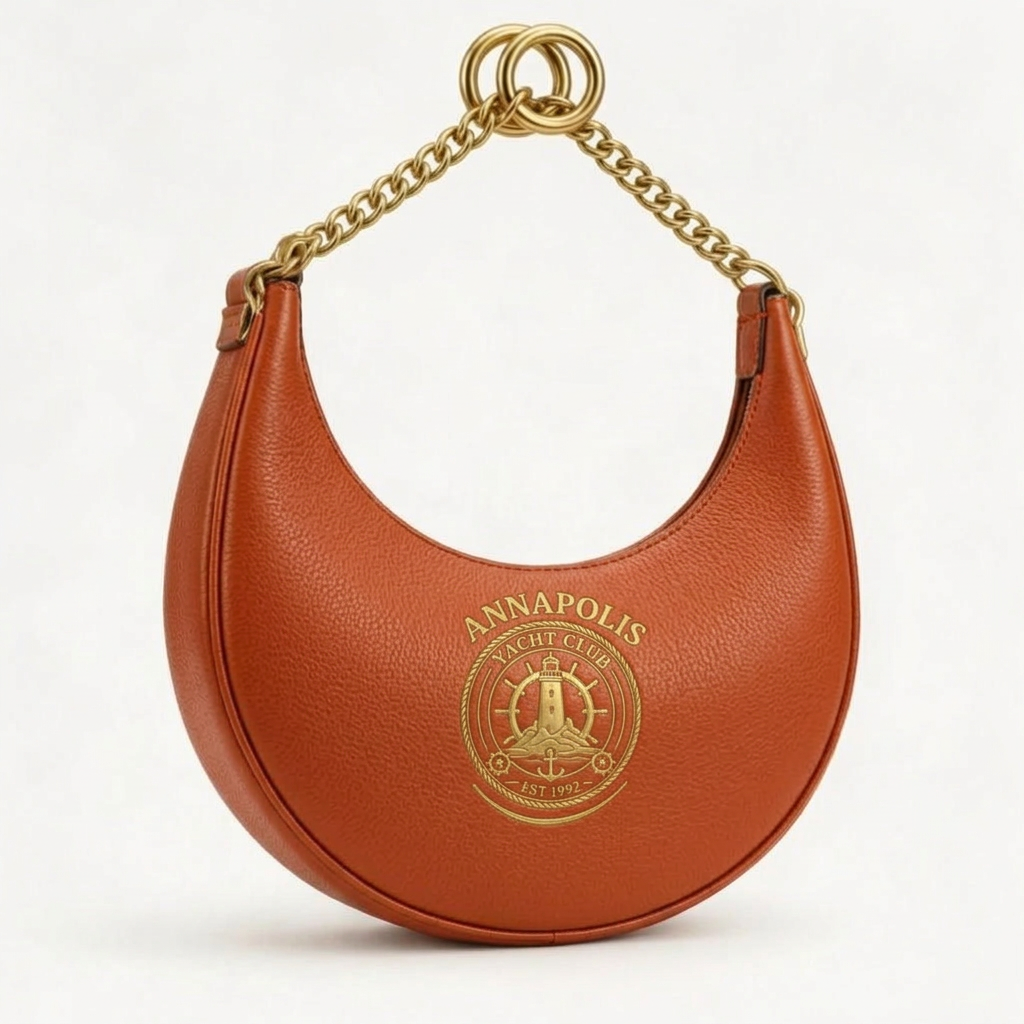 Annapolis Yacht Club Gold Crescent Hobo Bag – Burnt Orange