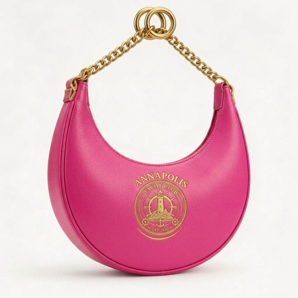 Annapolis Yacht Club Gold Crescent Hobo Bag – Pink