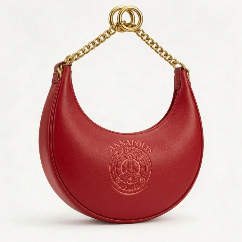 Annapolis Yacht Club Gold Crescent Hobo Bag – Red