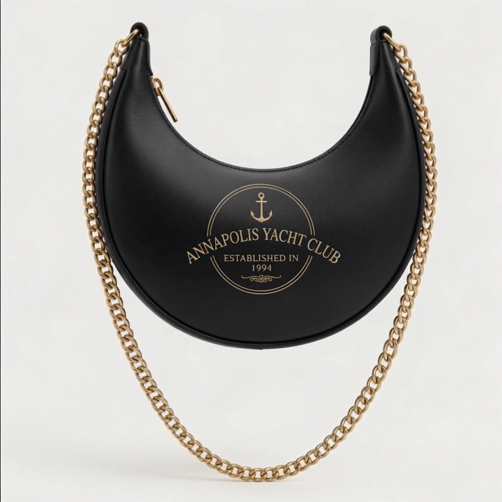 Annapolis Yacht Club Navy Crescent Hobo Bag – Black