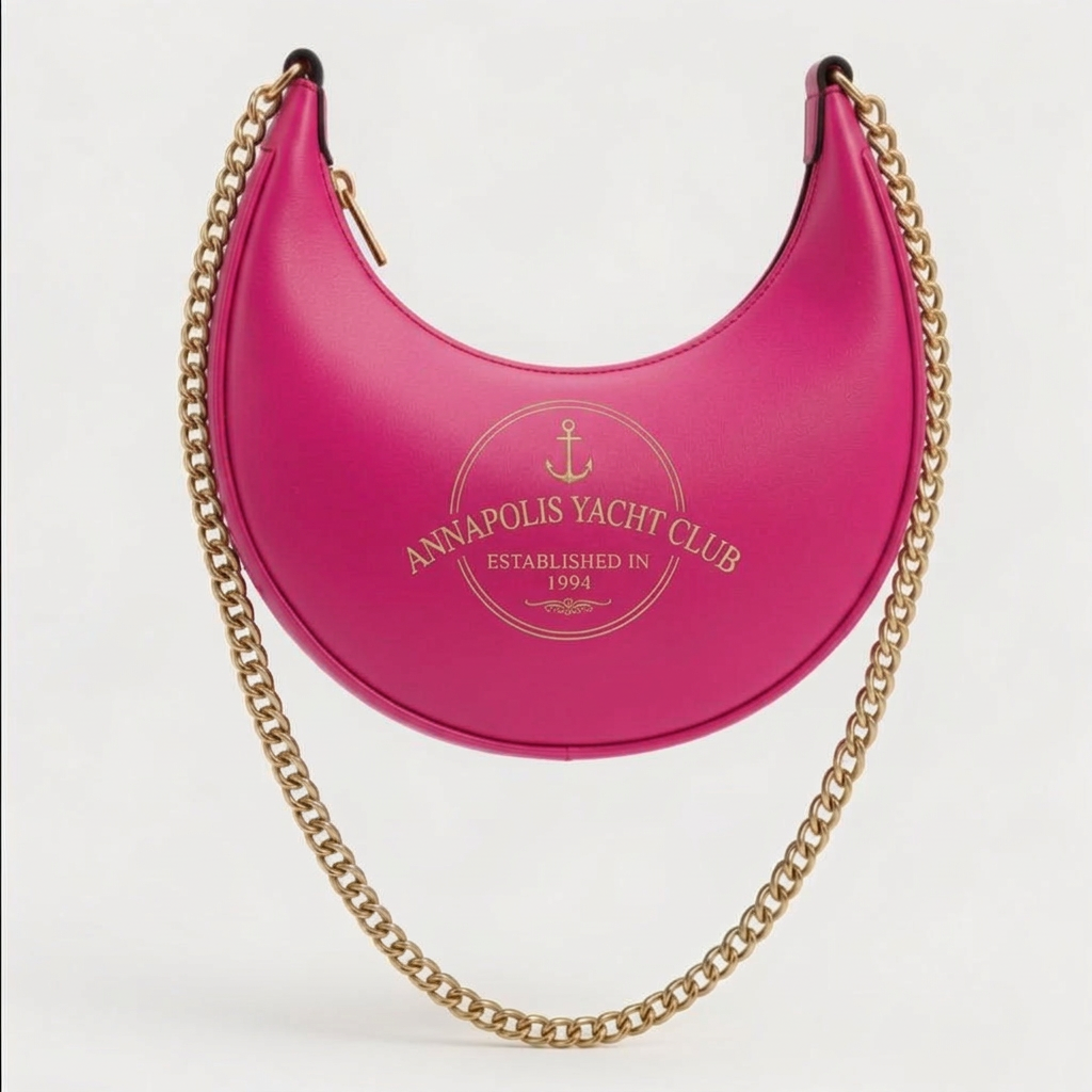 Annapolis Yacht Club Navy Crescent Hobo Bag – Pink