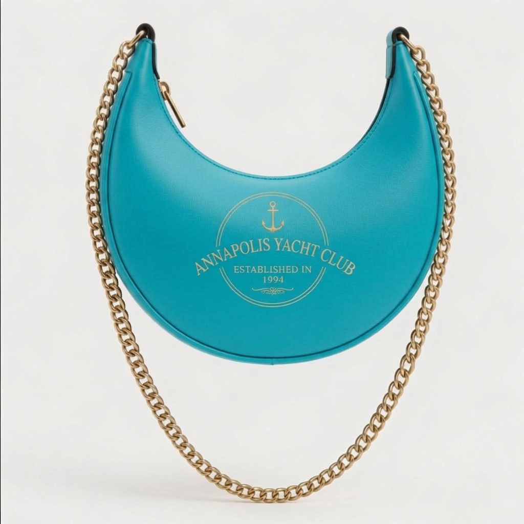 Annapolis Yacht Club Navy Crescent Hobo Bag – Turquoise