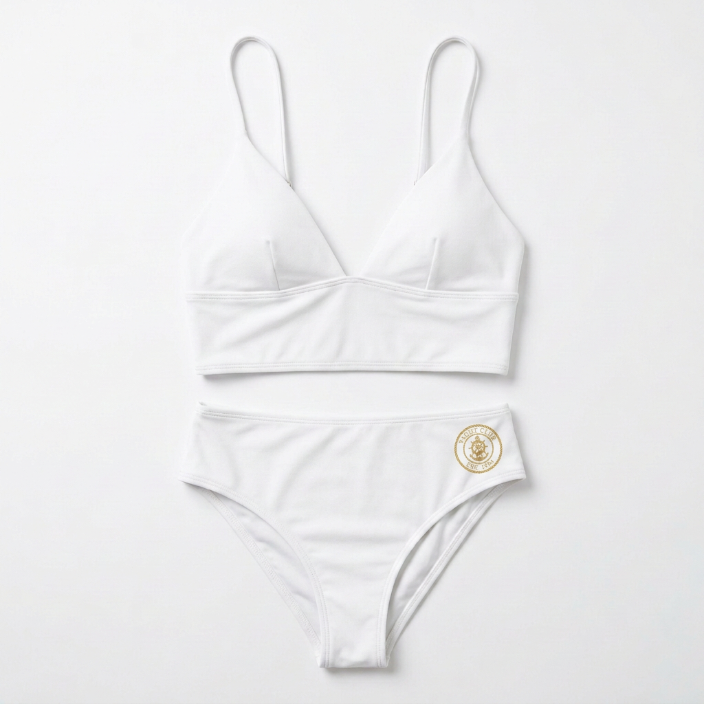 Yacht Club Bikini — White (logo on left)