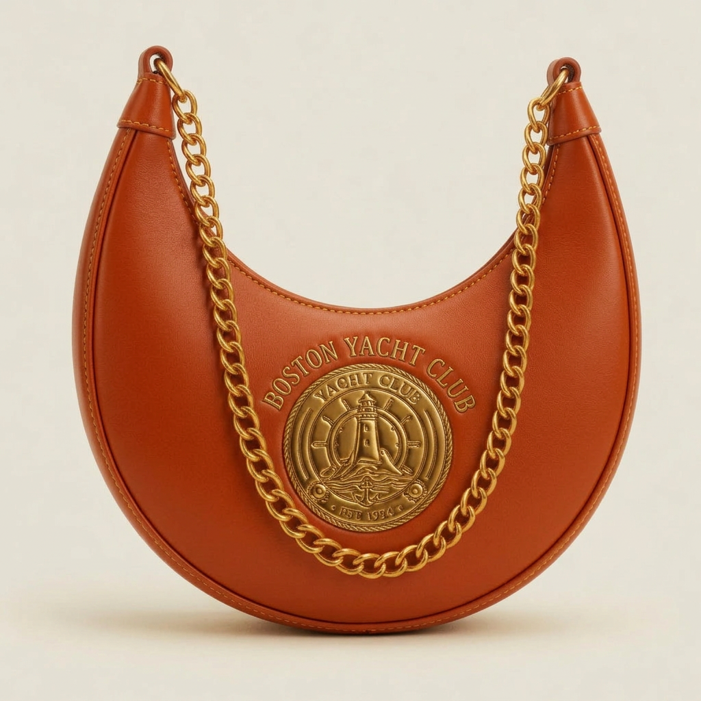 Boston Yacht Club Gold Crescent Hobo Bag – Burnt Orange