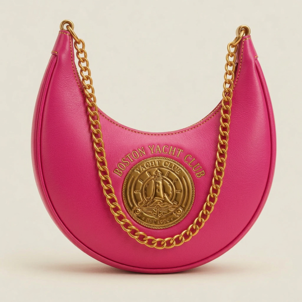 Boston Yacht Club Gold Crescent Hobo Bag – Pink