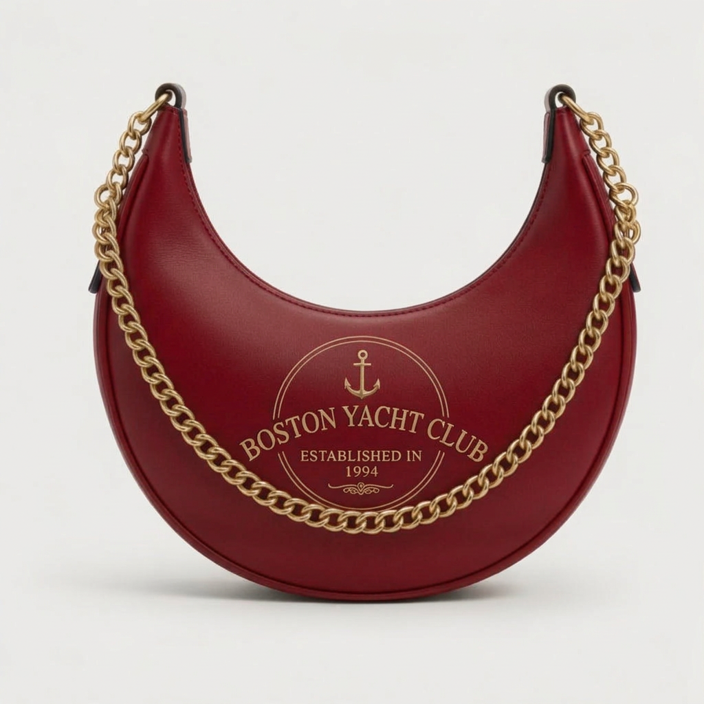 Boston Yacht Club Navy Crescent Hobo Bag – Red