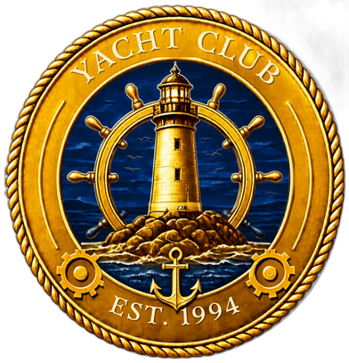 Official Yacht Club gold crest logo — clean transparent background