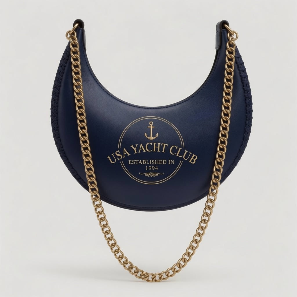 USA Yacht Club Navy Crescent Hobo Bag
