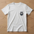 Miami Yacht Club white pocket t-shirt front with chest pocket crest logo