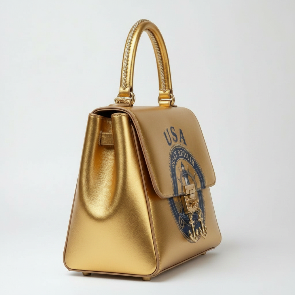 USA Boat Repair Gold Nautical Handbag