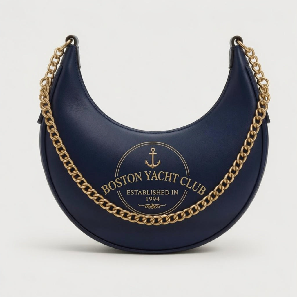 Boston Yacht Club Navy Crescent Hobo Bag