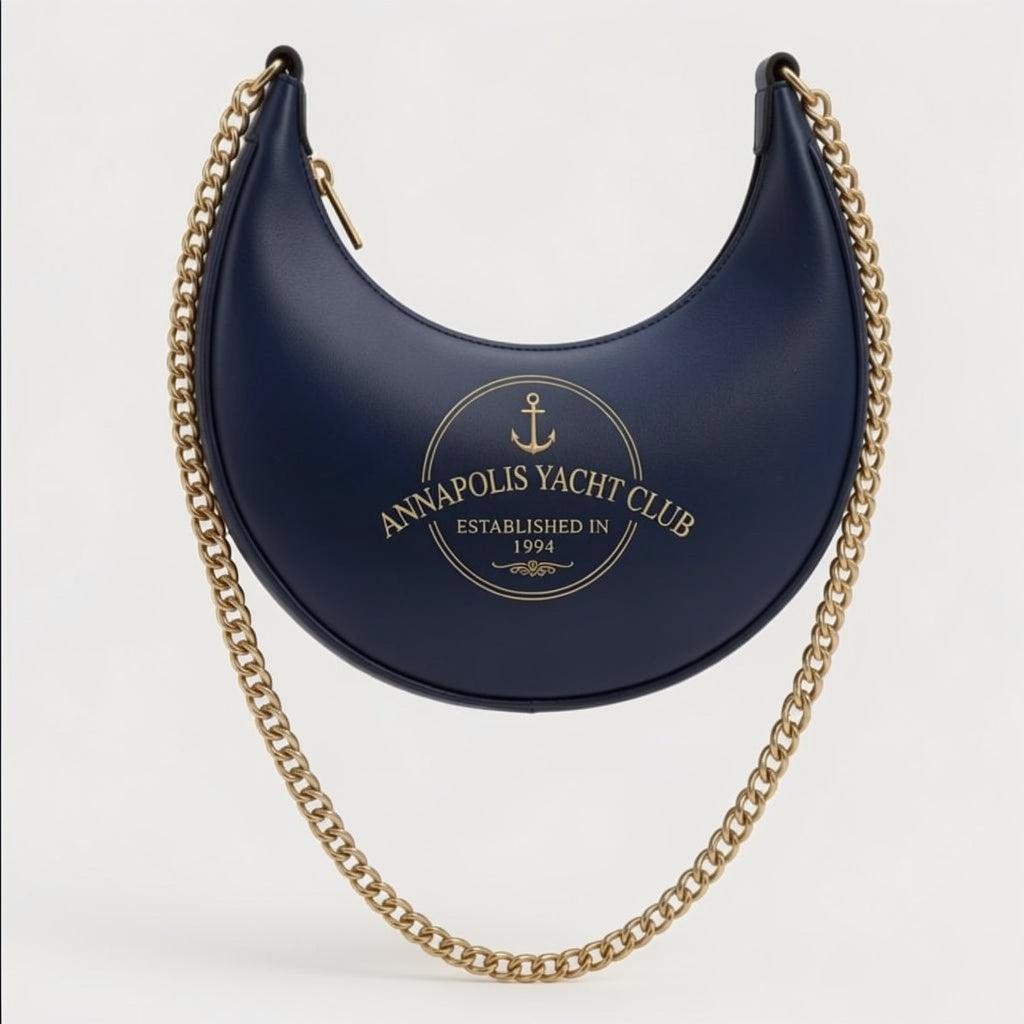 Annapolis Yacht Club Navy Crescent Hobo Bag