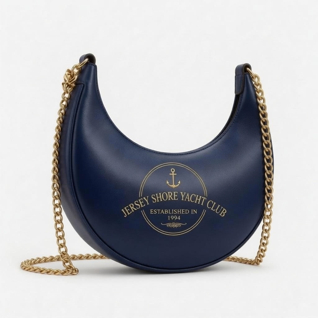 Jersey Shore Yacht Club Navy Crescent Hobo Bag