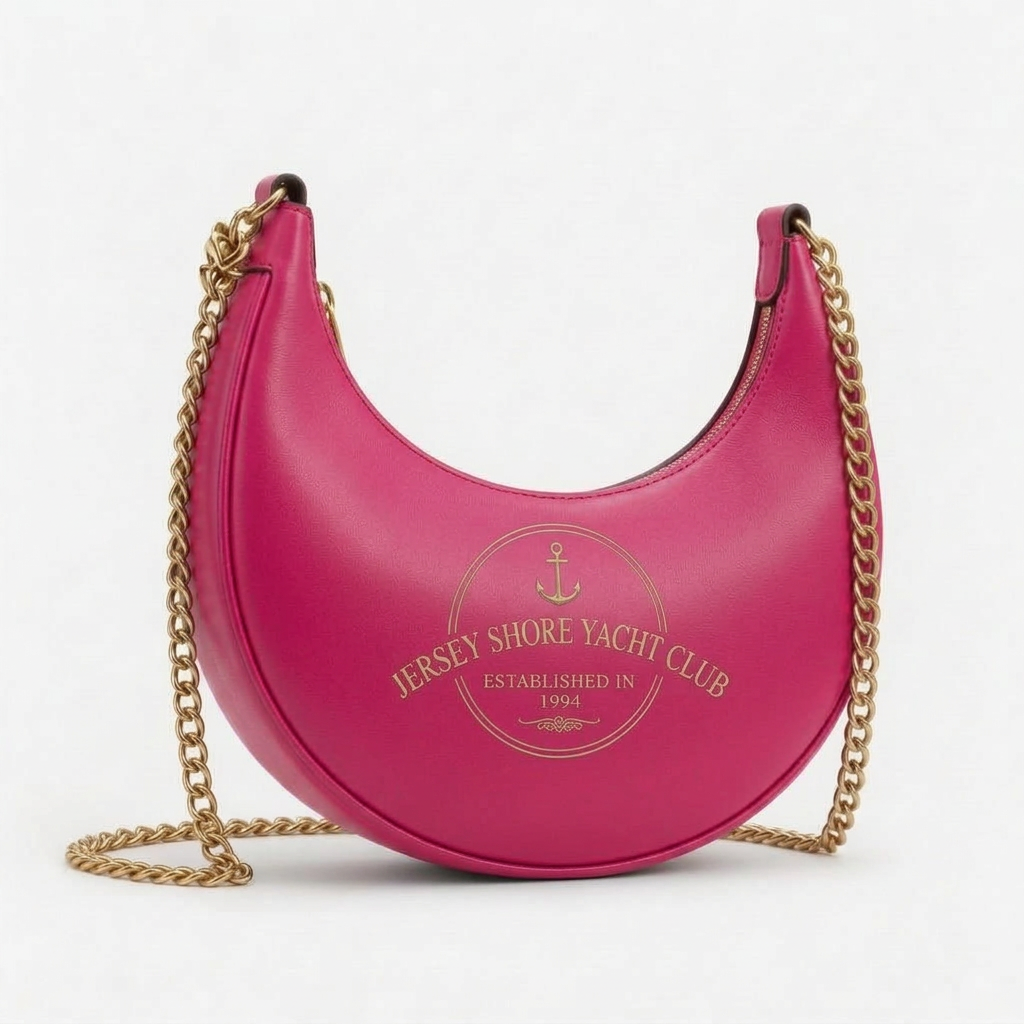 Jersey Shore Yacht Club Navy Crescent Hobo Bag – Pink