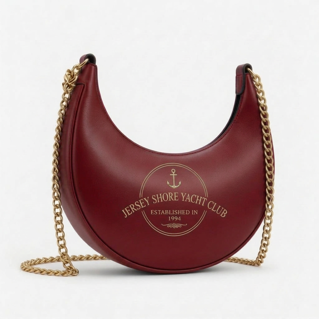 Jersey Shore Yacht Club Navy Crescent Hobo Bag – Red