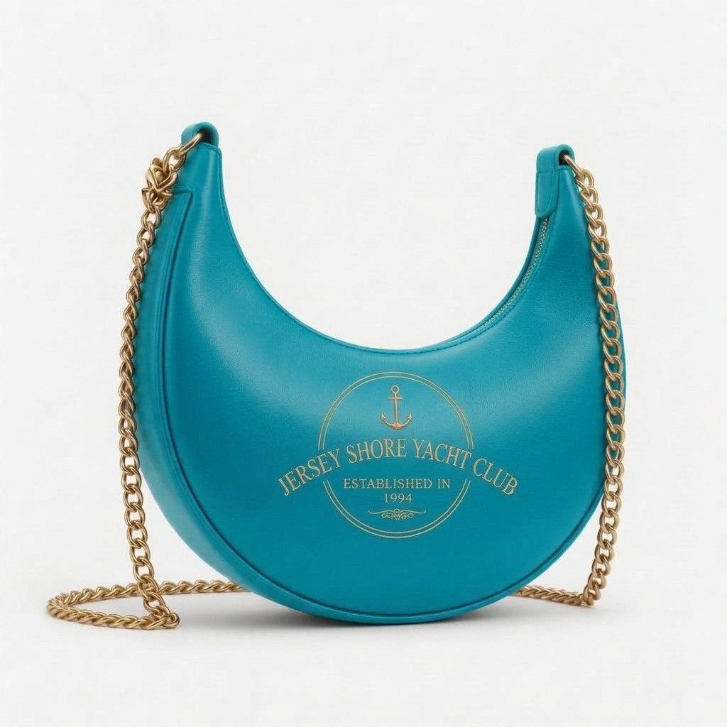 Jersey Shore Yacht Club Navy Crescent Hobo Bag – Turquoise