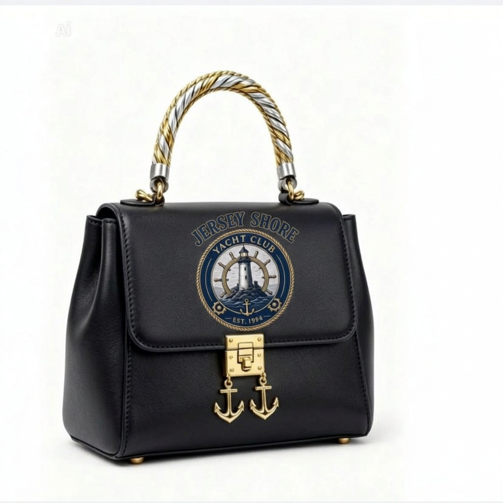 Jersey Shore Yacht Club Silver Handbag – Black