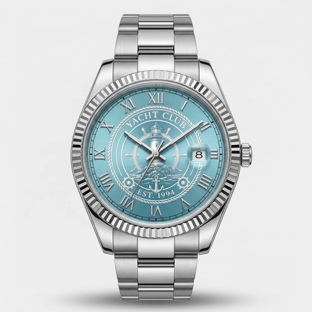 Yacht Club Men's Silver & Turquoise Watch