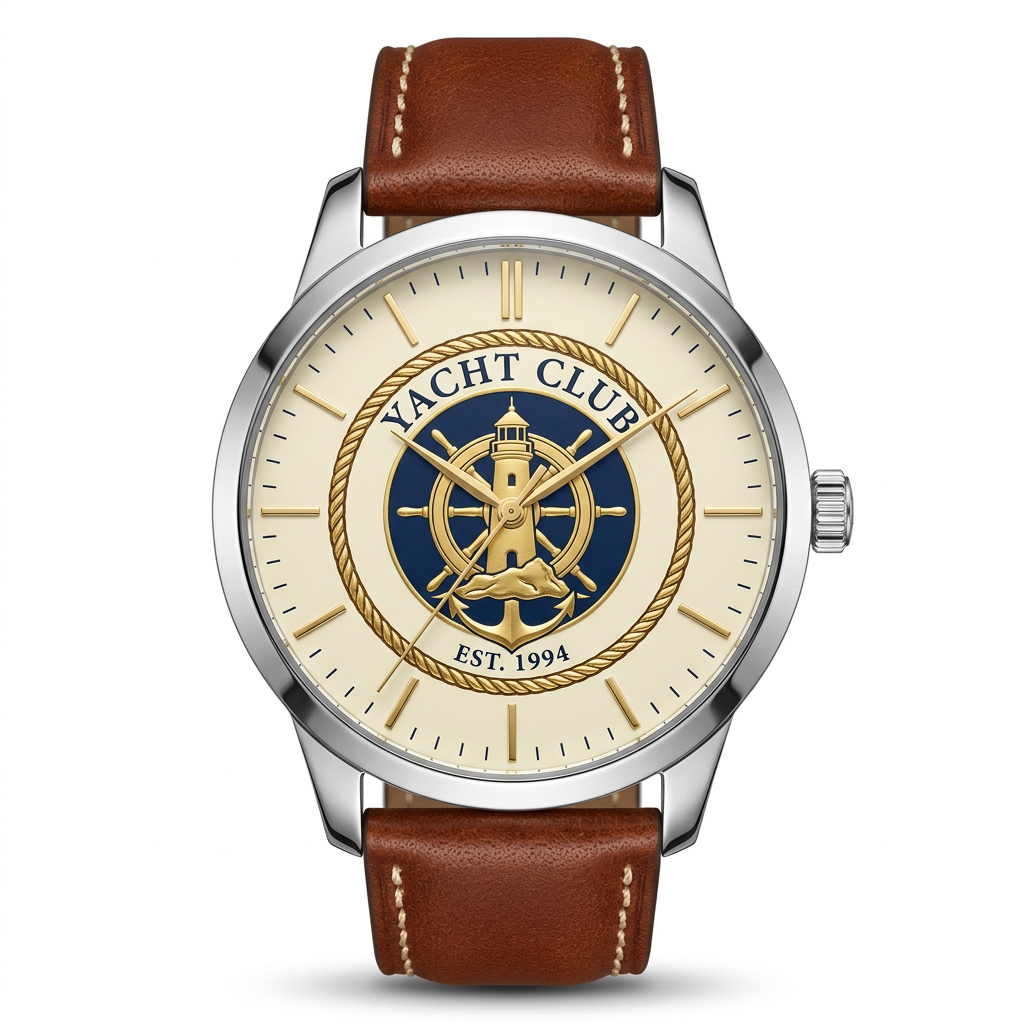 Yacht Club Men's Leather Dress Watch