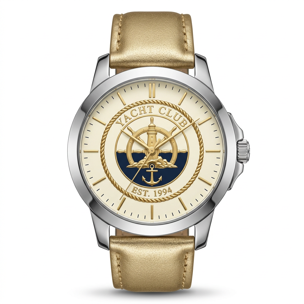 Yacht Club Men's Leather Dress Watch