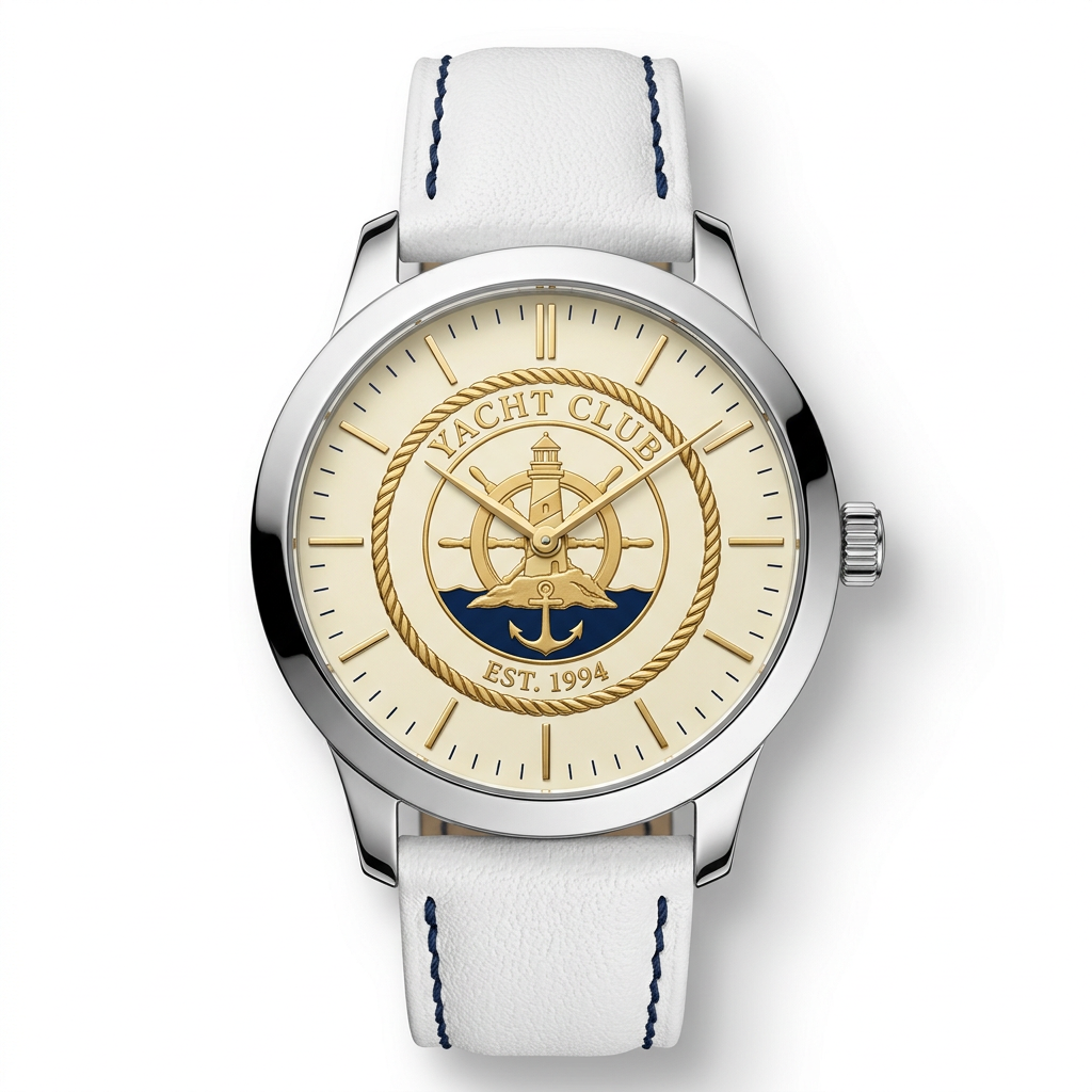 Yacht Club Men's Leather Dress Watch