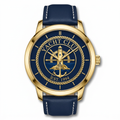 Yacht Club Men's Gold & Navy Leather Watch