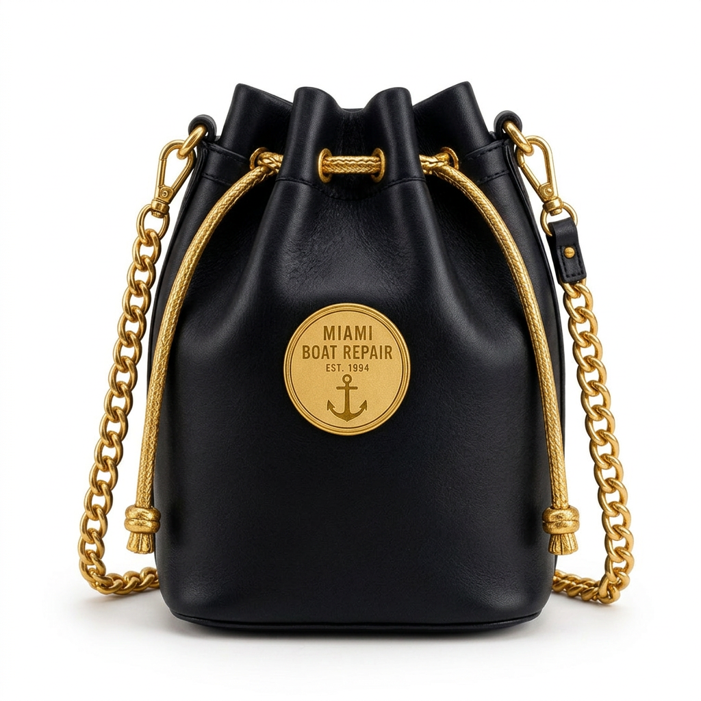 Gold Nautical Bucket Bag – Metallic Chain Shoulder Bag | Miami Boat Repair — Black