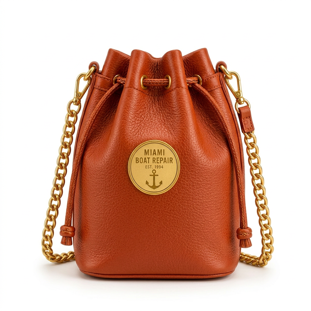 Gold Nautical Bucket Bag – Metallic Chain Shoulder Bag | Miami Boat Repair — Burnt Orange