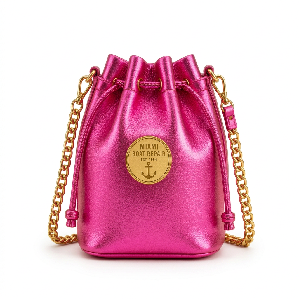 Gold Nautical Bucket Bag – Metallic Chain Shoulder Bag | Miami Boat Repair — Pink
