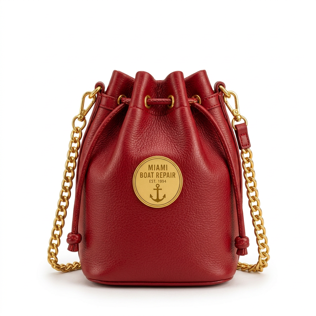 Gold Nautical Bucket Bag – Metallic Chain Shoulder Bag | Miami Boat Repair — Red