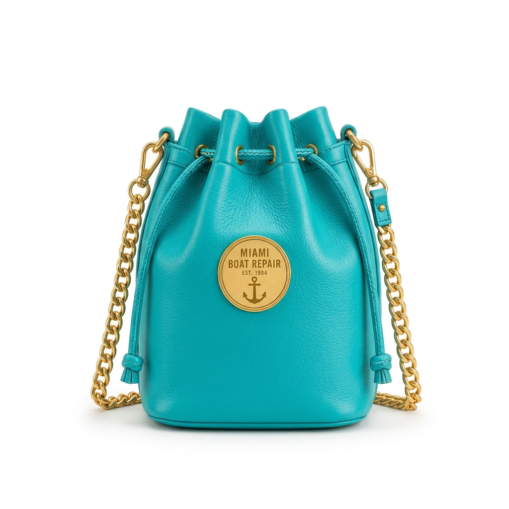 Gold Nautical Bucket Bag – Metallic Chain Shoulder Bag | Miami Boat Repair — Turquoise