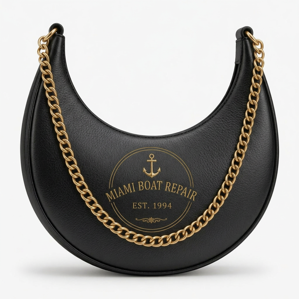Silver Crescent Shoulder Bag – Gold Chain Nautical Bag | Miami Boat Repair — Black