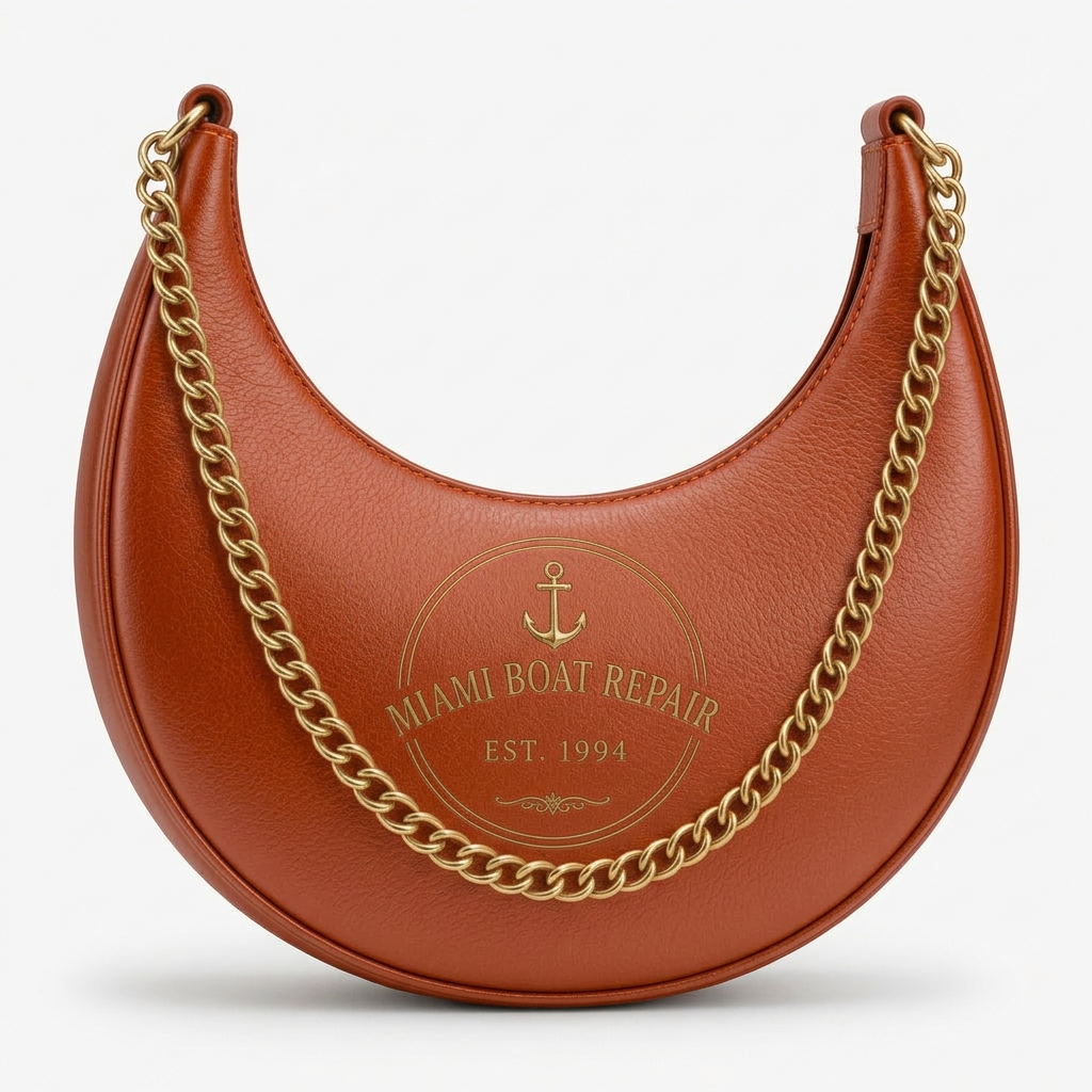 Silver Crescent Shoulder Bag – Gold Chain Nautical Bag | Miami Boat Repair — Burnt Orange
