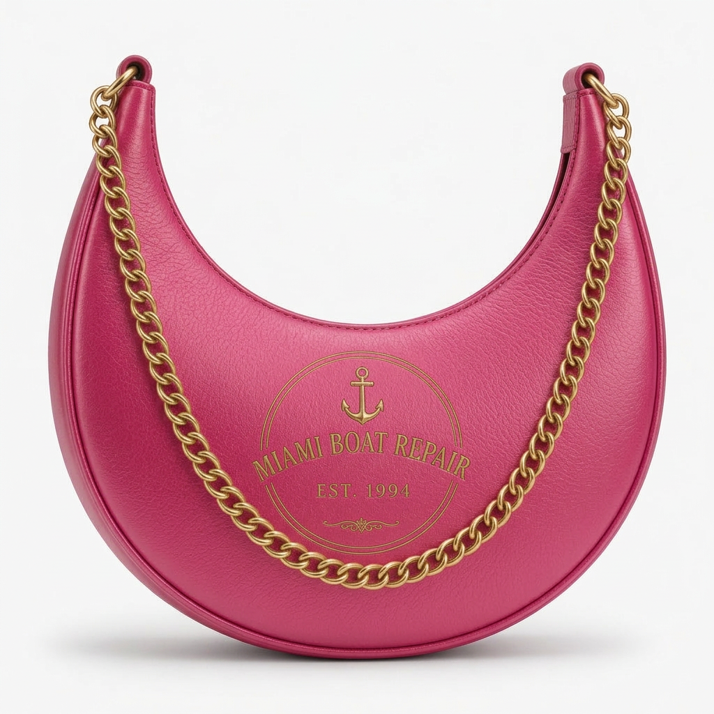 Silver Crescent Shoulder Bag – Gold Chain Nautical Bag | Miami Boat Repair — Pink