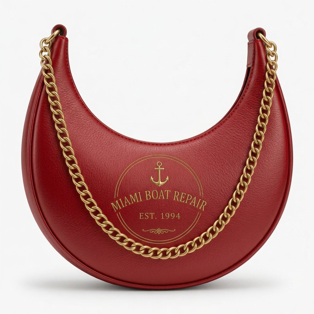 Silver Crescent Shoulder Bag – Gold Chain Nautical Bag | Miami Boat Repair — Red
