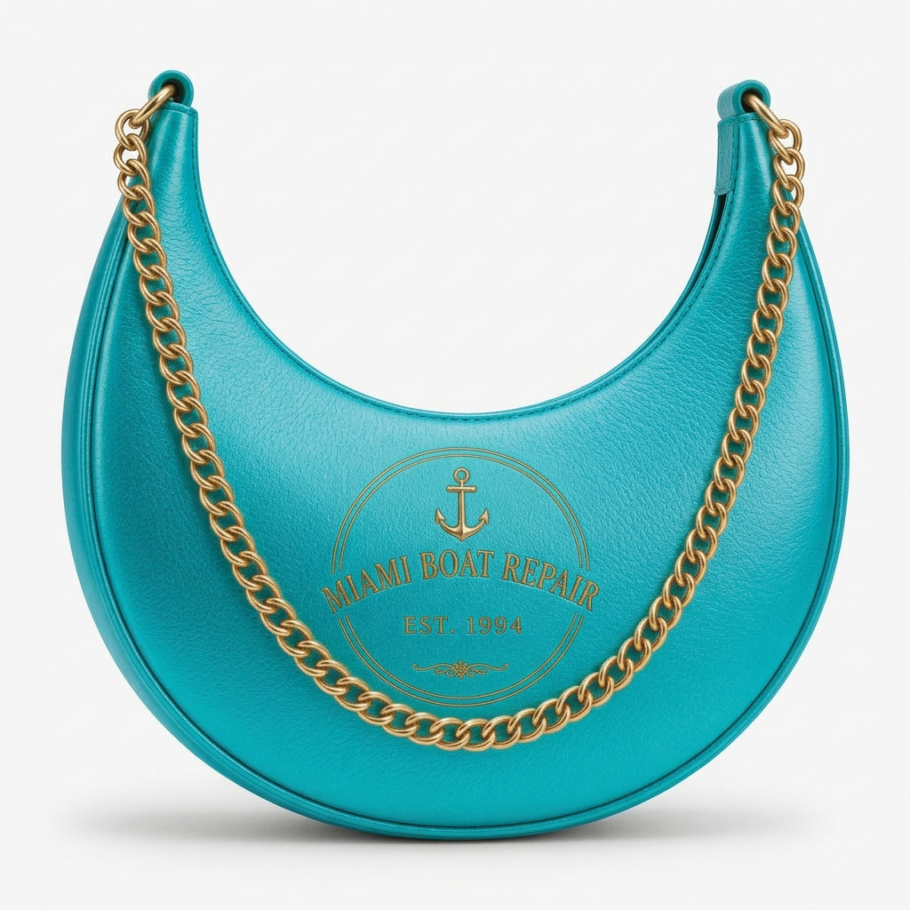 Silver Crescent Shoulder Bag – Gold Chain Nautical Bag | Miami Boat Repair — Turquoise