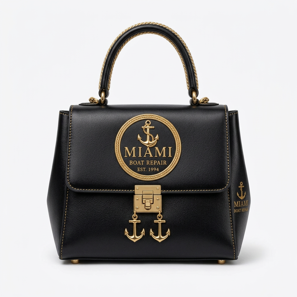 Miami Boat Repair Silver Top Handle Bag — Black