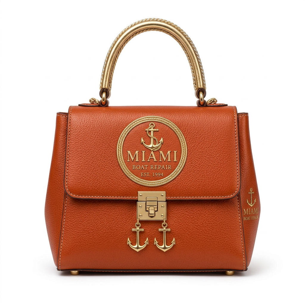 Miami Boat Repair Silver Top Handle Bag — Burnt Orange