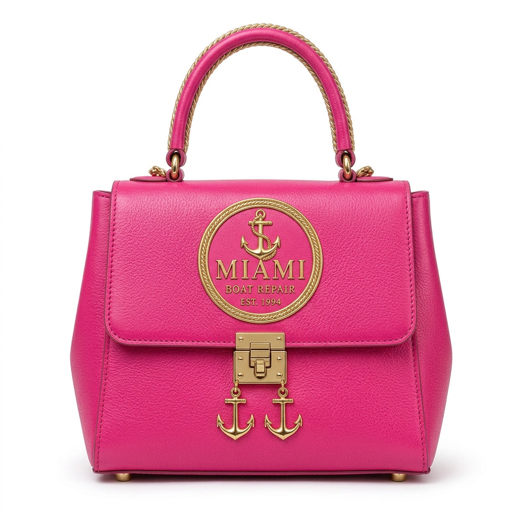 Miami Boat Repair Silver Top Handle Bag — Pink