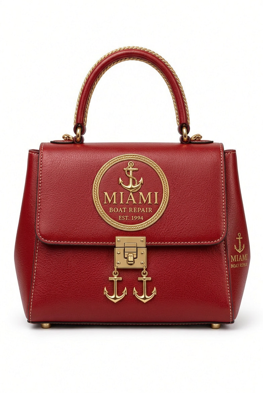 Miami Boat Repair Silver Top Handle Bag – Red