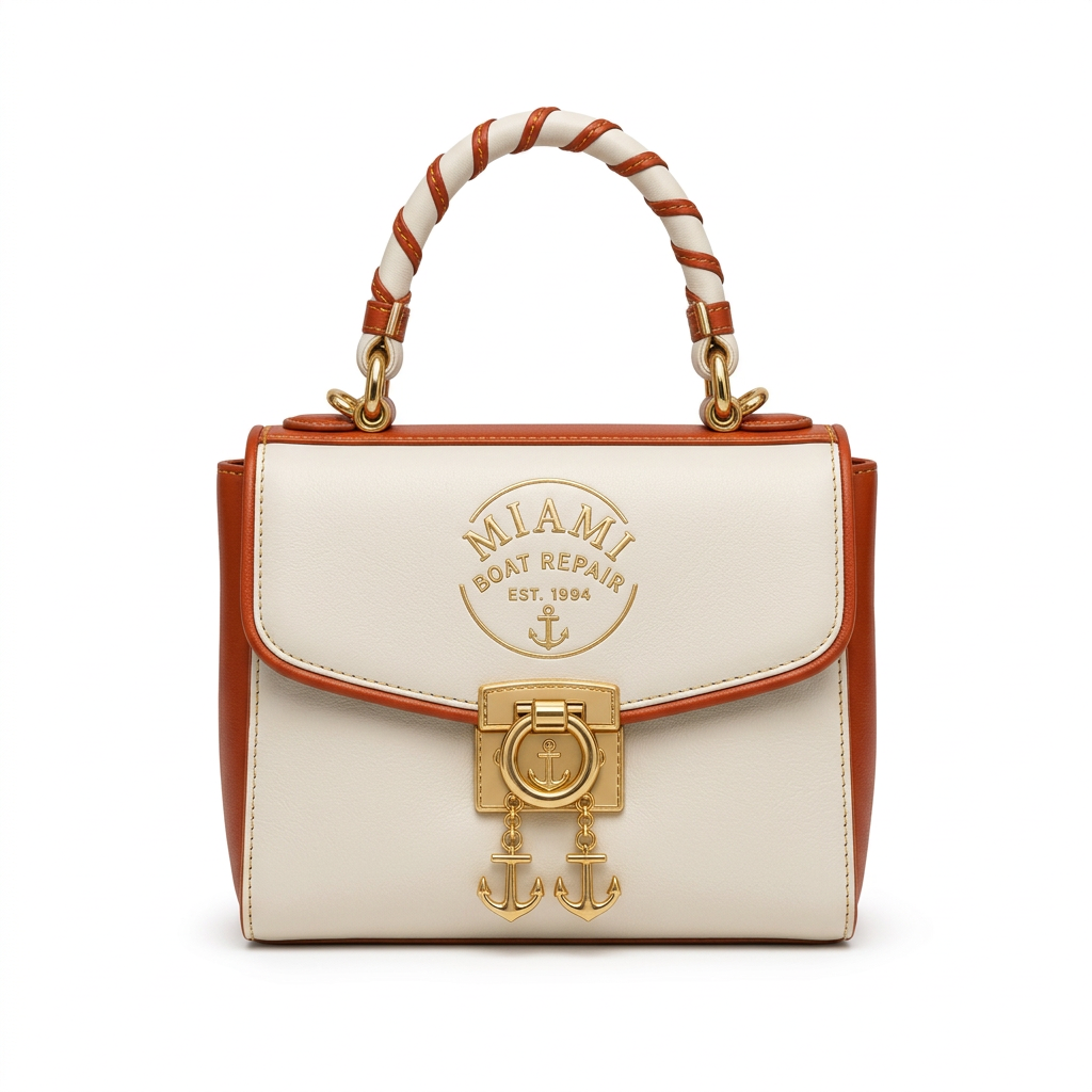 Miami Boat Repair Two-Tone Top Handle Bag — Burnt Orange