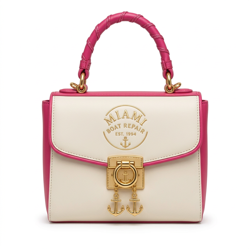 Miami Boat Repair Two-Tone Top Handle Bag — Pink